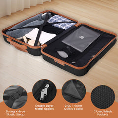 HOTEEL 4 Piece Hardside Luggage Set,Lightweight Travel Suitcases with TSA Lock & Spinner Wheels(13/20/24/28 inch, Black)