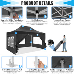 Hoteel 10x15 Heavy Duty Canopy Tent with 4 Sidewalls,Pop up Canopy for Parties Wedding,Commercial Easy up Gazebo with Roller Bag,UV 50+&Waterproof