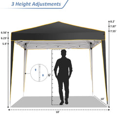 HOTEEL 10x10 Pop up Canopy with Sidewalls,Waterproof Tent for Parties Wedding Event,Instant Outdoor Gazebos with Carry Bag,Stakes,Ropes & Sandbags,Black