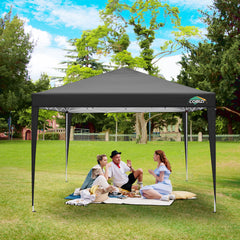COBIZI 10x10ft Popup Canopy Waterproof Canopy with 4 Sidewalls Outdoor Commercial Instant Shelter Beach Camping Canopy Tent for Party, Black