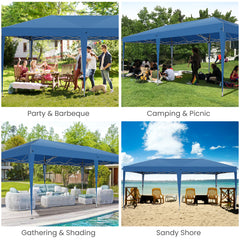 HOTEEL Pop Up Canopy Tent for Backyard,10x20 Canopy with 6 Removable Sidewalls & 4 Sandbags,Waterproof Easy Up Canopy Outdoor Tents for Parties,Weddings,Vendor Event,Patio,Blue