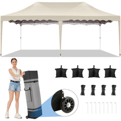 HOTEEL 10x20 Pop up Canopy Tent Commercial Instant Canopy with 6 Sidewalls & Roller Bag, UPF 50+ All Season Portable Tent for Parties Beach Camping Party Event Shelter Sun Shade