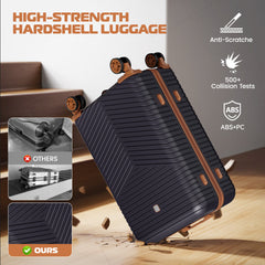 HOTEEL 4 Piece Hardside Luggage Set,Lightweight Travel Suitcases with TSA Lock & Spinner Wheels(13/20/24/28 inch, Black)