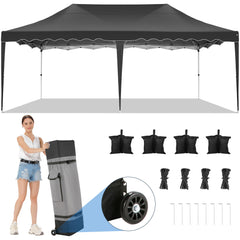 HOTEEL 10x20 Pop up Canopy Tent Commercial Instant Canopy with 6 Sidewalls & Roller Bag, UPF 50+ All Season Portable Tent for Parties Beach Camping Party Event Shelter Sun Shade