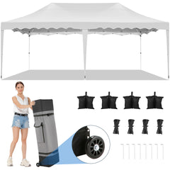 HOTEEL Canopy Tent 10X20 Pop Up Canopy,Outdoor Canopy with Wheeled Bag & Curled Edge,Ez Up Tents for Parties,Wedding,Backyard,Camping