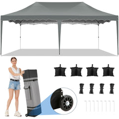 HOTEEL 10x20 Pop up Canopy Tent Commercial Instant Canopy with 6 Sidewalls & Roller Bag, UPF 50+ All Season Portable Tent for Parties Beach Camping Party Event Shelter Sun Shade