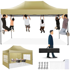 HOTEEL 10'x20' Canopy EZ Pop Up Canopy Anti-UV Waterproof Outdoor Tent Portable Party Wedding Instant Canopy Shelter All Season Tent Gazebo with 6 Removable Sidewalls, 4 Sandbags, Roller Bag