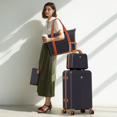 HOTEEL 4 Piece Hardside Luggage Set,Lightweight Travel Suitcases with TSA Lock & Spinner Wheels(13/20/24/28 inch, Black)