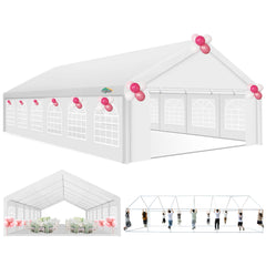 HOTEEL 20'x 40' Large Heavy Duty Outdoor Canopy Party Tent with 8 Removable Sidewalls, UV 50+, Waterproof, Wedding Event Shelter Gazebo, Easy to Set up, Big Tent for Birthday Party, BBQ, White