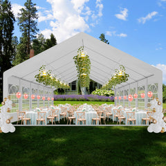 Hoteel 10'X30' Outdoor Canopy Party Wedding Tent Garden Gazebo Pavilion Cater Event, Sun Shelter with Removable Sidewalls, Weather-Resistant Party Tent for Events, Weddings, and Gatherings, White