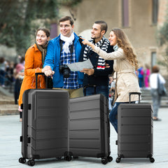 HOTEEL 3-Piece ABS+PC Hardshell Luggage Set,Expandable Travel Suitcases with TSA Lock & Silent Spinner Wheels (20/24/28", Black)