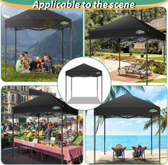 HOTEEL 6x6 Ft Heavy Duty Canopy Tent,Pop up Commercial Tent, Outdoor Party Camping Tent,with Carry Bag,Black