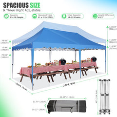 YUEBO Canopy 10' x 20' Pop Up Canopy Tent Heavy Duty Waterproof Adjustable Commercial Instant Canopy Outdoor Party Canopy Parties,Wedding,Outside Patio,Event,Backyard,Black