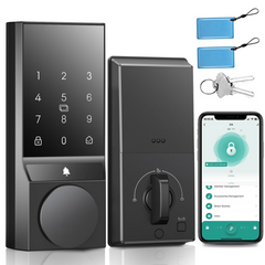 HOTEEL G1 Smart Lock with Camera, Keyless Entry Door Lock with Doorbell,App Remote Control,WiFi Fingerprint Door Lock,Two-Way Video,Human Detection,IP65 Waterproof, with Keys and IC Cards,Sliver