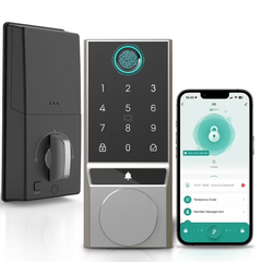 HOTEEL Smart Door Lock G5 5-in-1 Keyless Entry Door Lock With Touchscreen Keypad, Weatherproof, APP Remote Control&Wi-Fi&Doorbell, For Home,Apartment,Office and Garages,Silver
