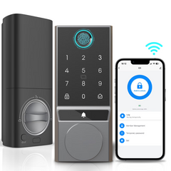 HOTEEL Smart Door Lock G5 5-in-1 Keyless Entry Door Lock With Touchscreen Keypad, Weatherproof, APP Remote Control&Wi-Fi&Doorbell, For Home,Apartment,Office and Garages,Silver