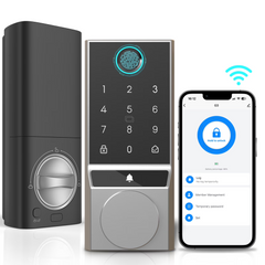 HOTEEL Smart Door Lock G5 5-in-1 Keyless Entry Door Lock With Touchscreen Keypad, Weatherproof, APP Remote Control&Wi-Fi&Doorbell, For Home,Apartment,Office and Garages,Silver