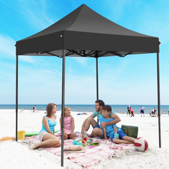 HOTEEL 6.5x6.5 FT Pop up Canopy, Waterproof Commercial Canopy Tent,Outdoor Garden Gazebo, with Carry Bag,Black