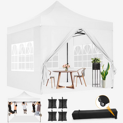 HOTEEL 10 x10 Pop up Commercial Canopy, Heavy Duty Canopy Tent with 4 Sidewalls, Instant Outdoor Party Tent,Windproof & Waterproof Gazebo with Roller Bag,(Frame Thickened)