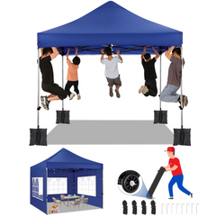 HOTEEL 10 x10 Pop up Commercial Canopy, Heavy Duty Canopy Tent with 4 Sidewalls, Instant Outdoor Party Tent,Windproof & Waterproof Gazebo with Roller Bag,(Frame Thickened)