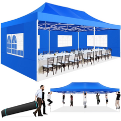 HOTEEL 13x26 Heavy Duty Pop up Canopy with 6 Sidewalls, 2 Height Adjustable Commercial Tent,100% Waterproof Party Wedding Tent,Outdoor Gazebo with Wheeled Bag