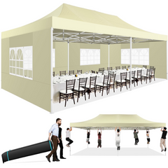 HOTEEL 13x26 Heavy Duty Pop up Canopy with 6 Sidewalls, 2 Height Adjustable Commercial Tent,100% Waterproof Party Wedding Tent,Outdoor Gazebo with Wheeled Bag