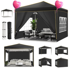 HOTEEL Pop up Canopy Tent 10x10 Commercial Instant Canopy with 4 Sidewalls & Carry Bag,Portable Tent for Parties Beach Camping Party Event Shelter Sun Shade