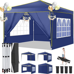 HOTEEL 10x10 Pop up Canopy with Sidewalls,Waterproof Tent for Parties Wedding Event,Instant Outdoor Gazebos with Carry Bag,Stakes,Ropes & Sandbags