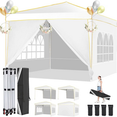 HOTEEL 10x10 Pop up Canopy with Sidewalls,Waterproof Tent for Parties Wedding Event,Instant Outdoor Gazebos with Carry Bag,Stakes,Ropes & Sandbags