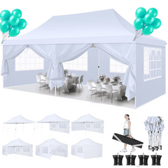 HOTEEL Pop up Canopy Tent 10x10 Commercial Instant Canopy with 4 Sidewalls & Carry Bag,Portable Tent for Parties Beach Camping Party Event Shelter Sun Shade,Khaki
