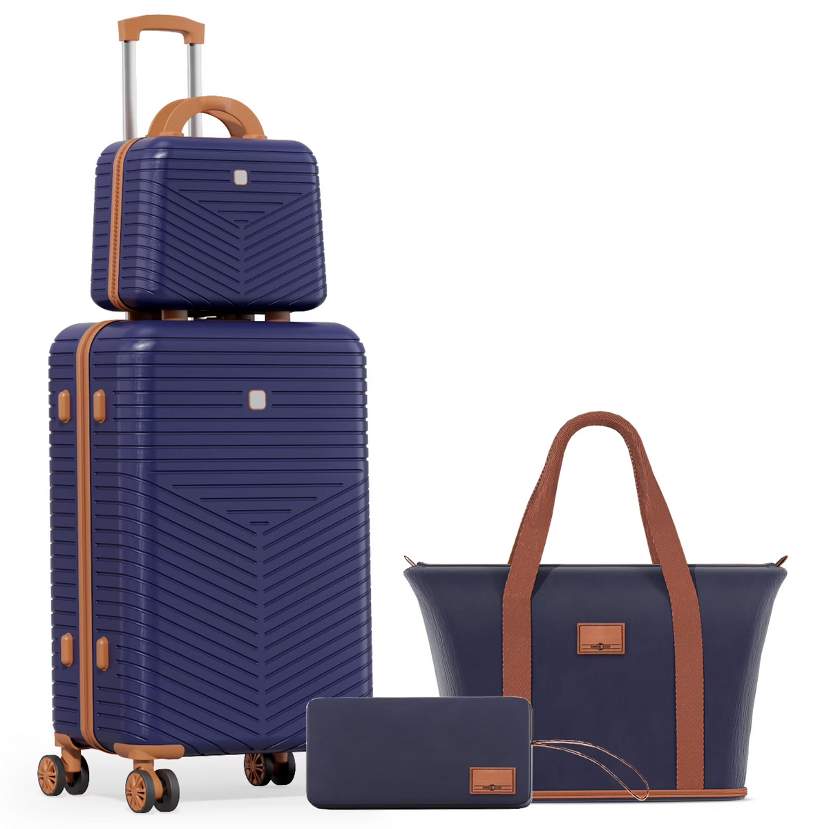 HOTEEL 4 Piece Carry On Luggage Sets,Lightweight Travel Suitcase Set with TSA Lock & Spinner Wheels(13/20in, Navy)