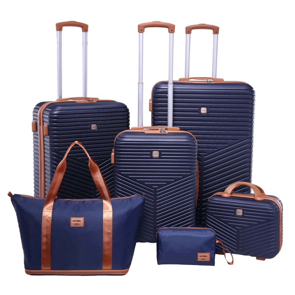 HOTEEL 6 Piece Luggage Set, PC+ABS Hardside Lightweight Travel Suitcase Set with TSA Lock & Spinner Wheels(13/20/24/28in,Navy)