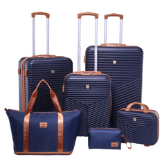 HOTEEL 6 Piece Luggage Set, PC+ABS Hardside Lightweight Travel Suitcase Set with TSA Lock & Spinner Wheels(13/20/24/28in,Navy)