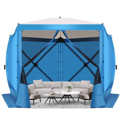 HOTEEL 10x10 ft Pop Up Gazebo Screen House Tent for Camping with 3 Sidewalls and Mosquito Netting, Waterproof, UV Resistant, Portable Carry Bag, for Outdoor Camping, Lawn and Backyard, Khaki