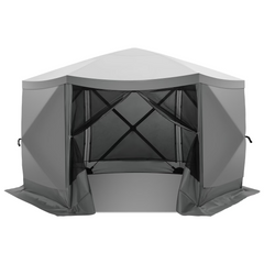 HOTEEL 10x10 ft Pop Up Gazebo Screen House Tent for Camping with 3 Sidewalls and Mosquito Netting, Waterproof, UV Resistant, Portable Carry Bag, for Outdoor Camping, Lawn and Backyard, Khaki