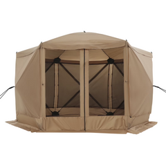 HOTEEL 10x10 ft Pop Up Gazebo Screen House Tent for Camping with 3 Sidewalls and Mosquito Netting, Waterproof, UV Resistant, Portable Carry Bag, for Outdoor Camping, Lawn and Backyard, Khaki