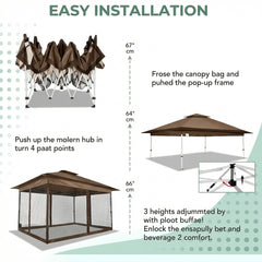 COBIZI 10‘x15’ Pop-Up Gazebo - Outdoor pop-up sunshade canopy tent, patio gazebo, shade canopy - Mesh tent with portable storage bag, suitable for camping, garden, terrace, backyard