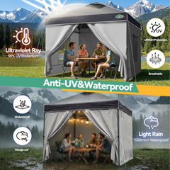 10x10 Pop Up Canopy Tent with Sidewalls, One Push Setup with Air Vent and Mesh Windows, Party Tents for Parties, Event, Commercial and Wedding with SandBags