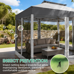 10x10 Pop Up Gazebo with Mosquito Netting, One Push Easy Up Canopy with Dual Vent Roof, Waterproof&UV 50+ Screen Tent Outdoor Gazebo for Backyard, Patio, Commercial Event