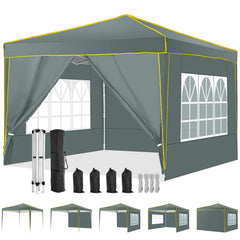 HOTEEL 10x10 Pop up Canopy with Sidewalls,Waterproof Tent for Parties Wedding Event,Instant Outdoor Gazebos with Carry Bag,Stakes,Ropes & Sandbags,Black