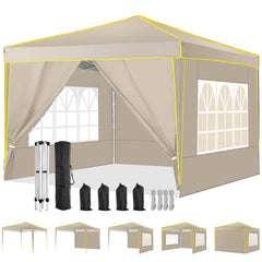 HOTEEL 10x10 Pop up Canopy with Sidewalls,Waterproof Tent for Parties Wedding Event,Instant Outdoor Gazebos with Carry Bag,Stakes,Ropes & Sandbags,Black