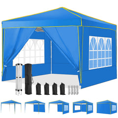 HOTEEL 10x10 Pop up Canopy with Sidewalls,Waterproof Tent for Parties Wedding Event,Instant Outdoor Gazebos with Carry Bag,Stakes,Ropes & Sandbags,Black
