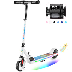 HOTEEL Electric Scooter for Kids 8+,180W Upgraded Motor,4 Adjustable Heights & 3 Speed,Lightweight, LED Display,Foldable Electric Scooter with Deck Lights for Kids & Teen