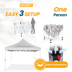 HOTEEL 10x10 Pop Up Canopy , UPF 50+ Easy Setup Canopy Tent Waterproof Outdoor Instant Portable Shelter with 4 Removable Sidewalls, Sandbags, Stakes & Ropes for Party, Events, Vendor, Khaki