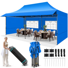 COBIZI Canopy 10'x30' Pop up Canopy with 8 Sidewalls Heavy Duty Party Tent Outdoor Party Event Gazebo Commercial Canopy Tents for Parties Wedding Outdoor Events, Black (Upgraded Frame&Windproof)