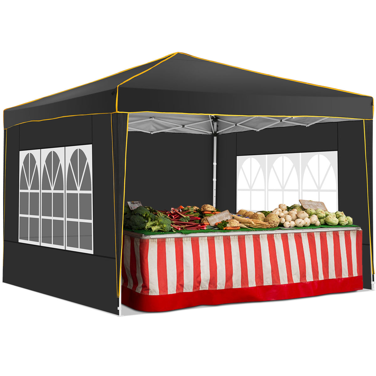COBIZI 10x10 Pop up Canopy with Sidewalls,Waterproof Tent for Parties Wedding Event,Instant Outdoor Gazebos with Carry Bag,Stakes,Ropes & Sandbags