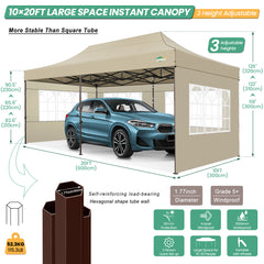 HOTEEL 10x20 Heavy Duty Canopy Tent with 6 Removable Sidewalls,Pop up Outdoor Commercial Party Wedding Tent with Roller Bag,Waterproof & UV 50+