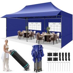 COBIZI Canopy 10'x30' Pop up Canopy with 8 Sidewalls Heavy Duty Party Tent Outdoor Party Event Gazebo Commercial Canopy Tents for Parties Wedding Outdoor Events, Black (Upgraded Frame&Windproof)