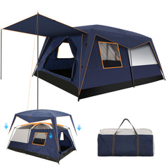 COBIZI 10 Person Camping Tent, Instant Setup 3 Minutes Large Family Tent with Removable Awning, Waterproof 2 Room Tent with UV Protection & Windproof, Spacious Portable Cabin Tent for Camping, Hiking, Family Trips, Backyard