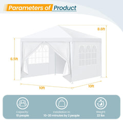 HOTEEL Party Tent 10x10 Canopy Tents for Parties with 6 Removable Sidewalls, Waterproof Outdoor Tent for Weddings and Events